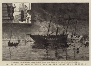 Legging van de eerste steen van de Eddystone vuurtoren door William Lionel Wyllie
